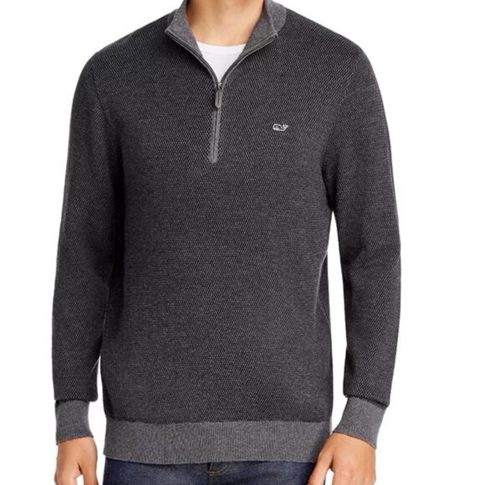 Vineyard Vines Men's Charcoal Half Zip Sweater